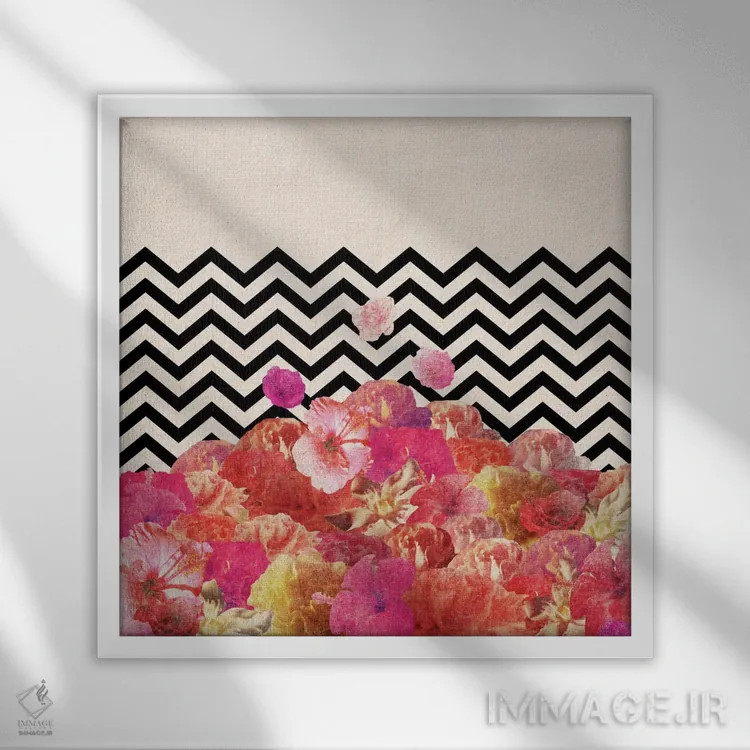 تابلو طرح گل شورون II اثر بیانکا گرین - نمای قابدار سفید