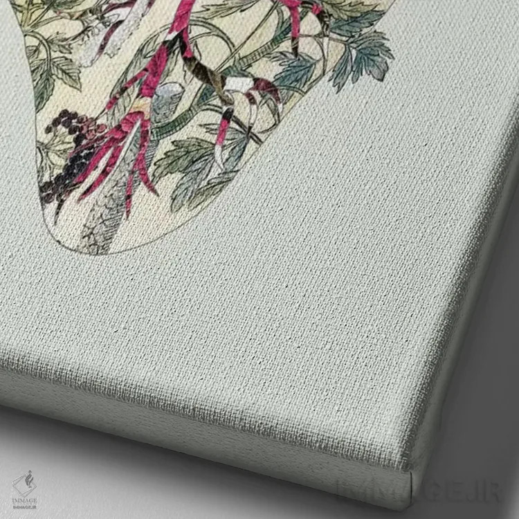 تابلو قلب گیاهی سبز قدیمی اثر بیانکا گرین - نمای نزدیک بافت بوم