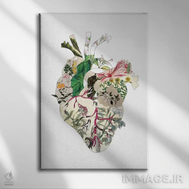 تابلو قلب گیاهی قدیمی اثر بیانکا گرین - نمای روبهرو روی دیوار
