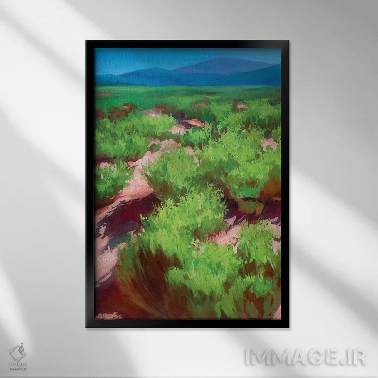 تابلو ساوانا (دشت گرمسیری آفریقا) اثر آنا بوگوشفسکایا - نمای قابدار مشکی