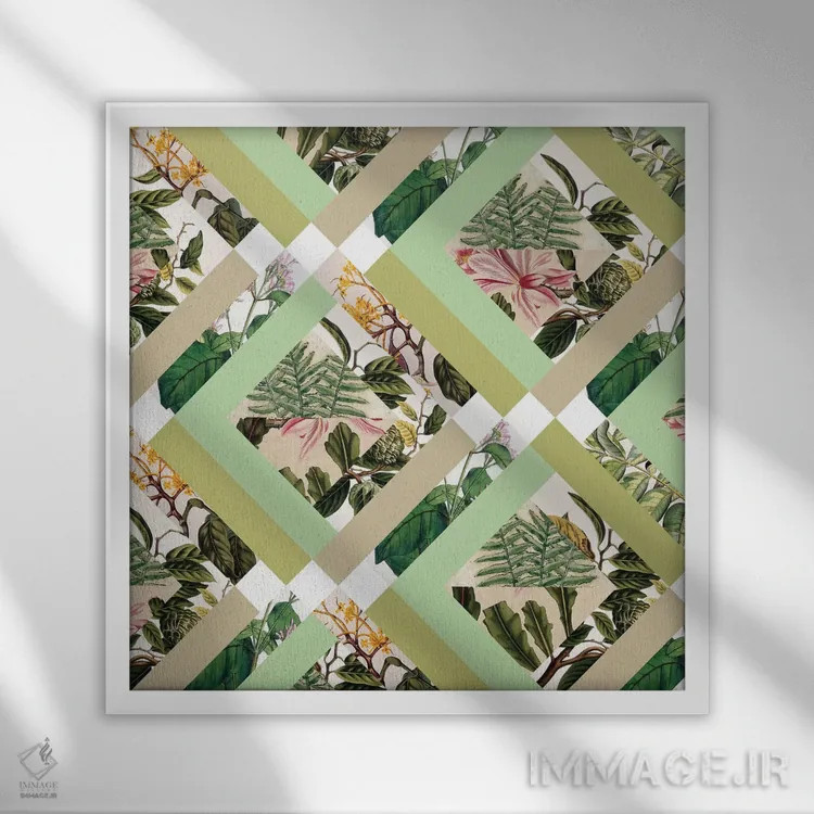 تابلو گیاهان قدیمی مکعبیشکل اثر بیانکا گرین - نمای قابدار سفید