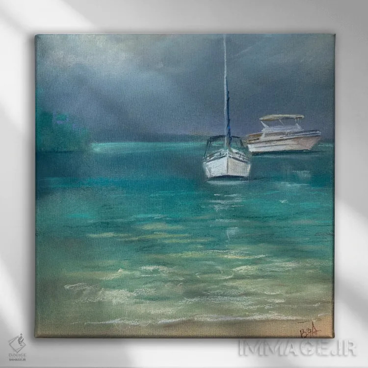 تابلو دو قایق اثر آنا بوگوشفسکایا - نمای روبهرو روی دیوار