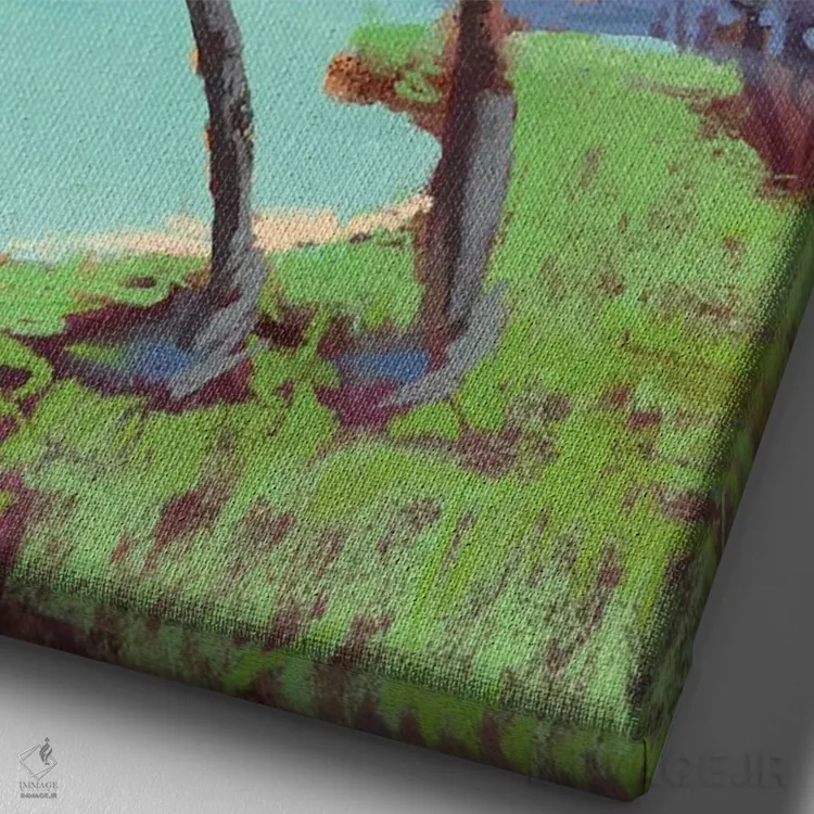 تابلو آب آبی فیروزهای اثر آنا بوگوشفسکایا - نمای نزدیک بافت بوم