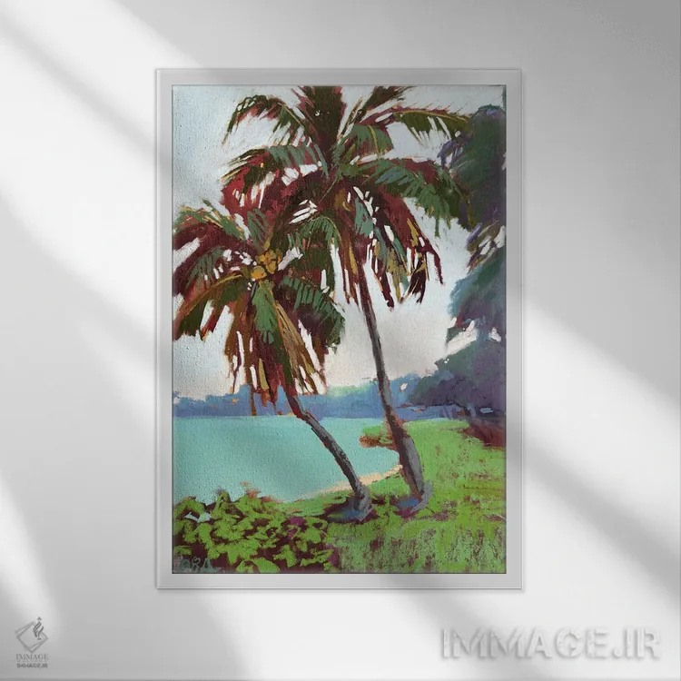 تابلو آب آبی فیروزهای اثر آنا بوگوشفسکایا - نمای قابدار سفید