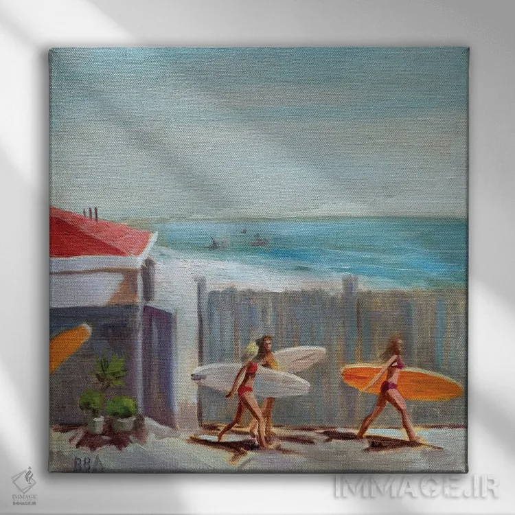 تابلو موجسواران اثر آنا بوگوشفسکایا - نمای روبهرو روی دیوار