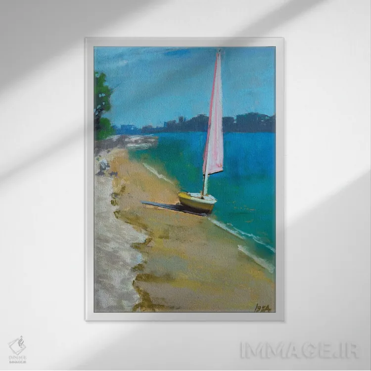 تابلو بادبان صورتی اثر آنا بوگوشفسکایا - نمای قابدار سفید