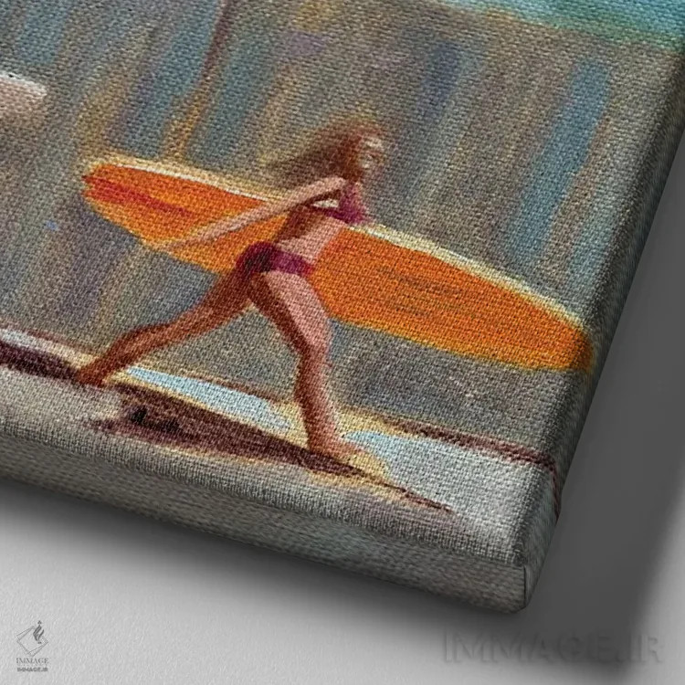 تابلو موجسواران اثر آنا بوگوشفسکایا - نمای نزدیک بافت بوم