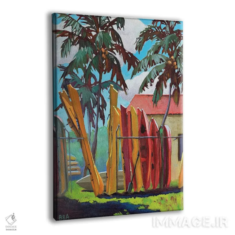 تابلو کایاکهای رنگارنگ اثر آنا بوگوشفسکایا - نمای پرسپکتیو محصول