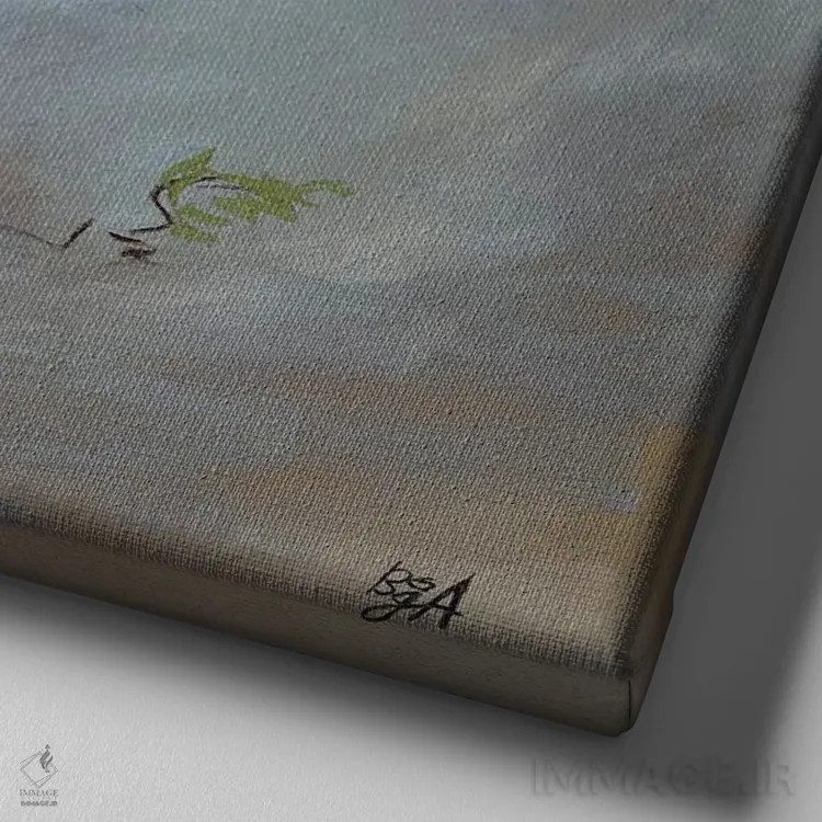 تابلو گلهای صدتومانی سفید و آسمان رعدآلود اثر آنا بوگوشفسکایا - نمای نزدیک بافت بوم