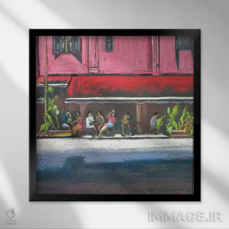 تابلو سنگاپور صورتی اثر آنا بوگوشفسکایا - نمای قابدار مشکی