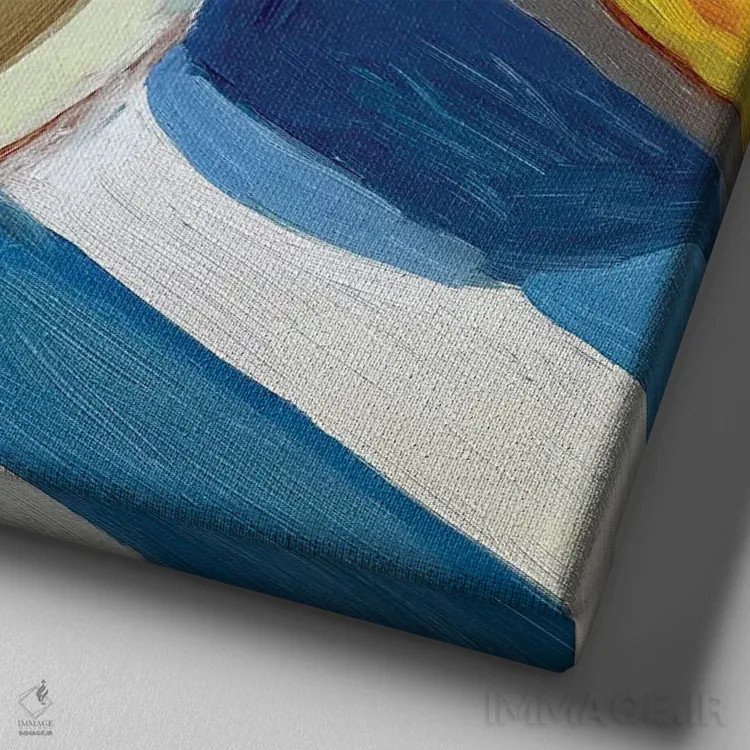 تابلو لیموها با نوارهای رنگی اثر آنا بوگوشفسکایا - نمای نزدیک بافت بوم