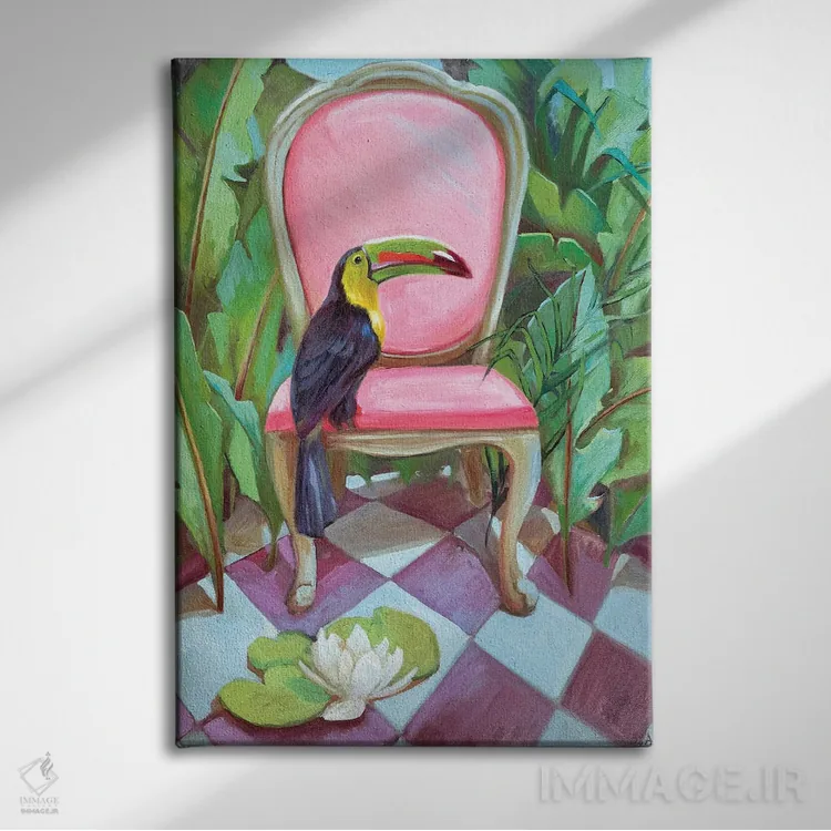 تابلو توکان (پرنده استوایی) اثر آنا بوگوشفسکایا - نمای روبهرو روی دیوار