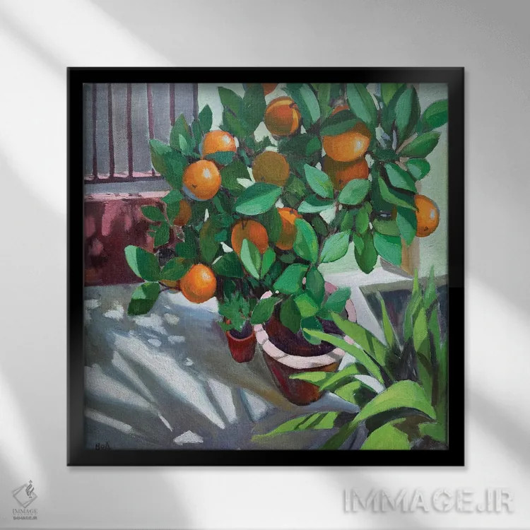 تابلو درخت پرتقال اثر آنا بوگوشفسکایا - نمای قابدار مشکی