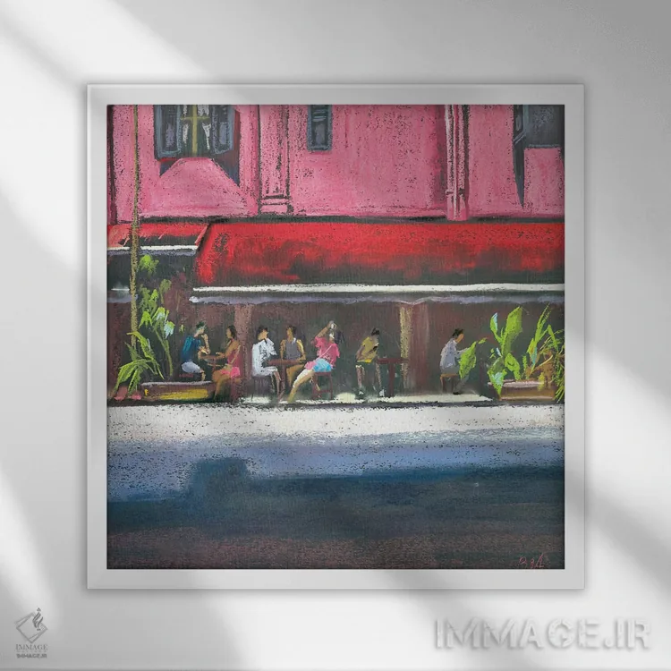 تابلو سنگاپور صورتی اثر آنا بوگوشفسکایا - نمای قابدار سفید