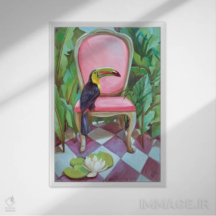 تابلو توکان (پرنده استوایی) اثر آنا بوگوشفسکایا - نمای قابدار سفید