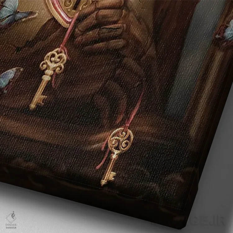 تابلو عروسک استیمپانک انتخاب قلب اثر بریگید اشوود - نمای نزدیک بافت بوم