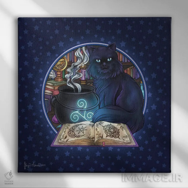 تابلو جادوی گربه سیاه اثر بریگید اشوود - نمای روبهرو روی دیوار