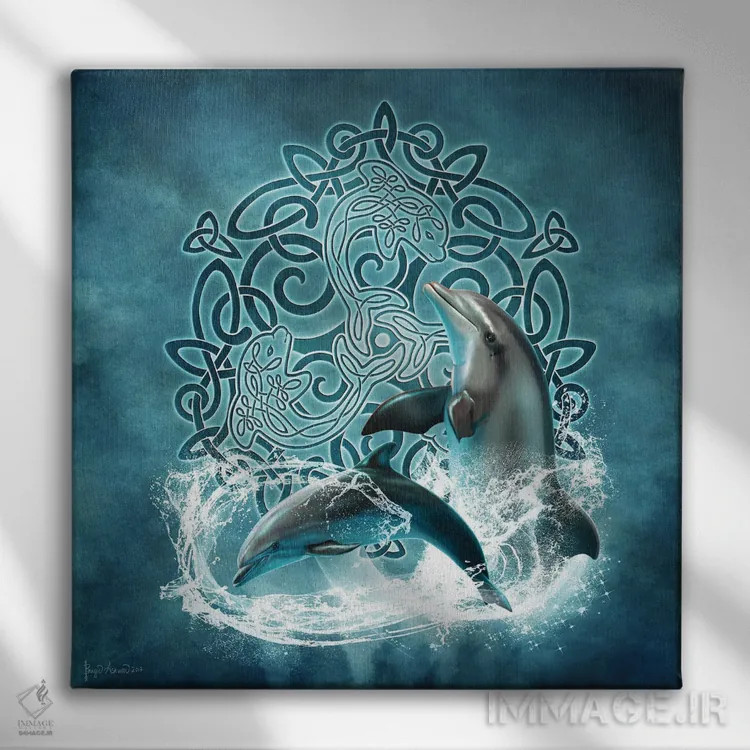 تابلو دلفین سلتیک اثر بریگید اشوود - نمای روبهرو روی دیوار
