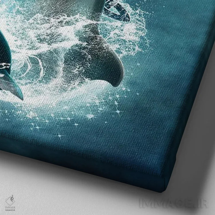 تابلو دلفین سلتیک اثر بریگید اشوود - نمای نزدیک بافت بوم