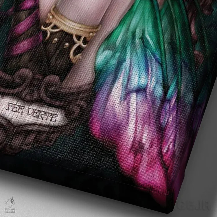 تابلو پری سبز اَبسینت (نوشیدنی) اثر بریگید اشوود - نمای نزدیک بافت بوم