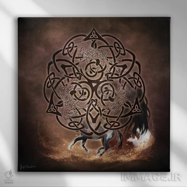 تابلو اسب سلتیک اثر بریگید اشوود - نمای روبهرو روی دیوار