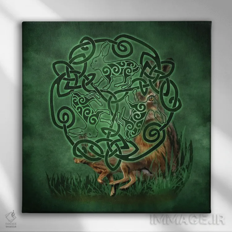 تابلو خرگوش سلتیک اثر بریگید اشوود - نمای روبهرو روی دیوار