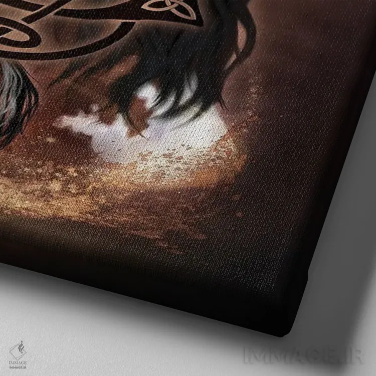 تابلو اسب سلتیک اثر بریگید اشوود - نمای نزدیک بافت بوم