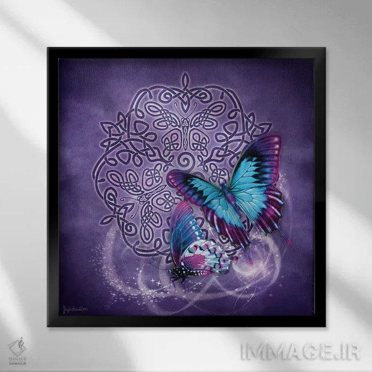 تابلو پروانه سلتیک اثر بریگید اشوود - نمای قابدار مشکی