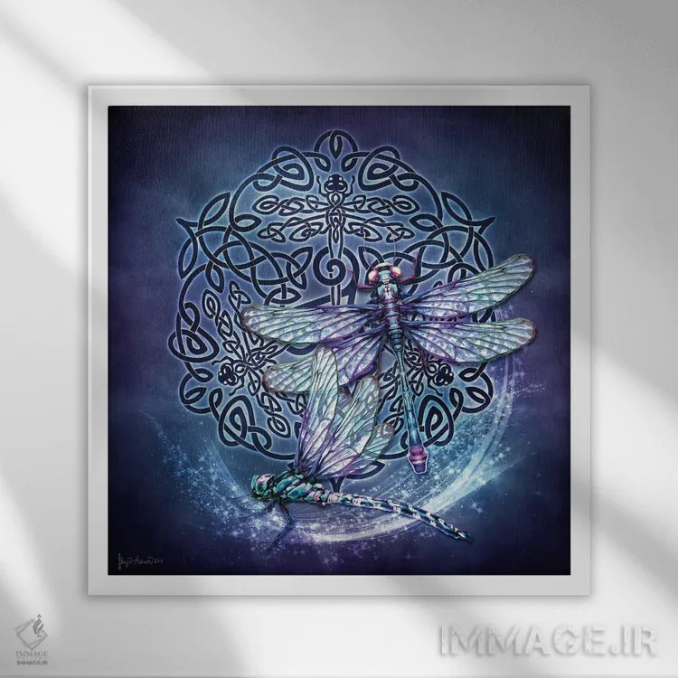 تابلو سنجاقک سلتیک اثر بریگید اشوود - نمای قابدار سفید