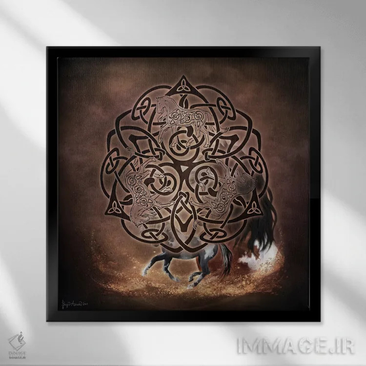 تابلو اسب سلتیک اثر بریگید اشوود - نمای قابدار مشکی