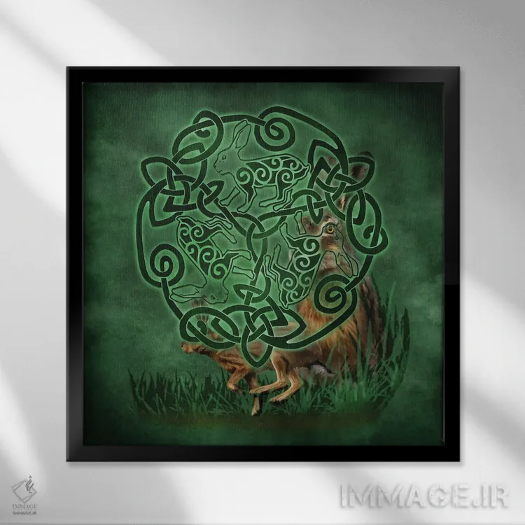 تابلو خرگوش سلتیک اثر بریگید اشوود - نمای قابدار مشکی