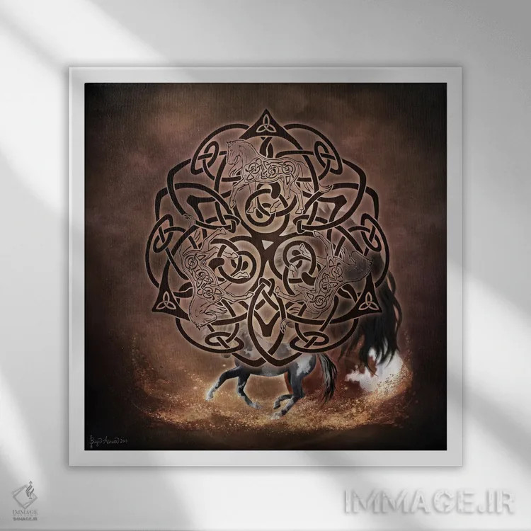 تابلو اسب سلتیک اثر بریگید اشوود - نمای قابدار سفید