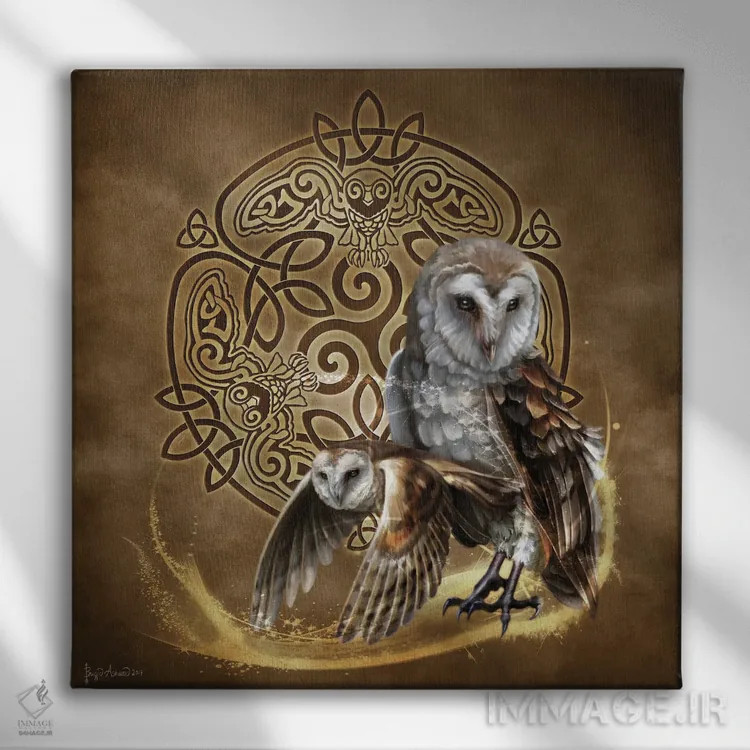 تابلو جغد سلتیک اثر بریگید اشوود - نمای روبهرو روی دیوار