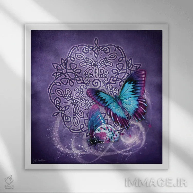 تابلو پروانه سلتیک اثر بریگید اشوود - نمای قابدار سفید