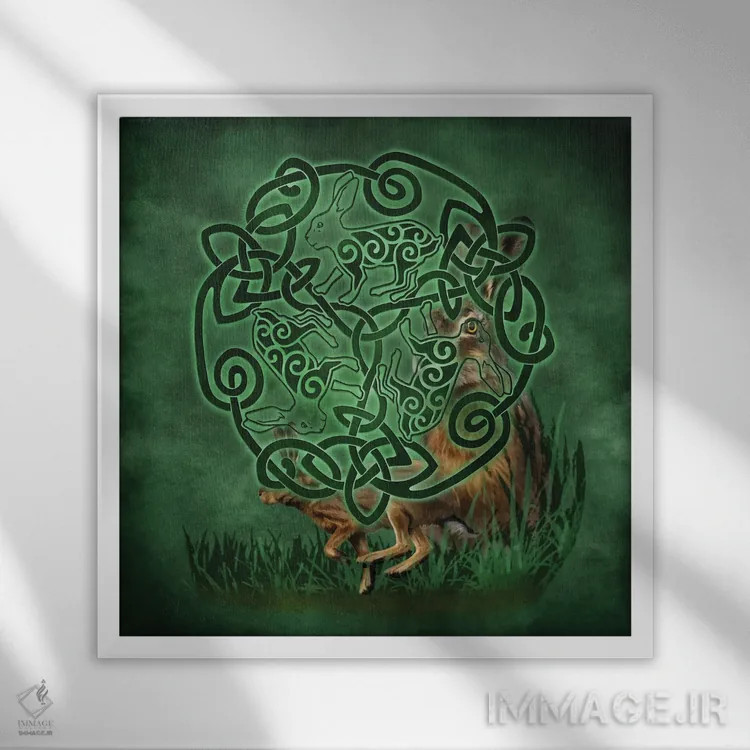 تابلو خرگوش سلتیک اثر بریگید اشوود - نمای قابدار سفید
