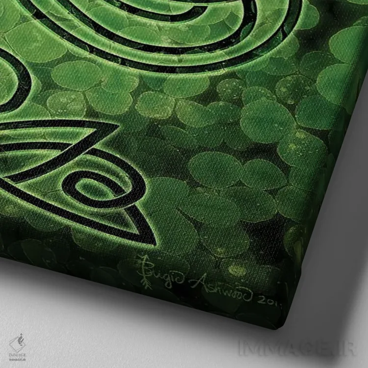 تابلو شبدر سلتیک اثر بریگید اشوود - نمای نزدیک بافت بوم