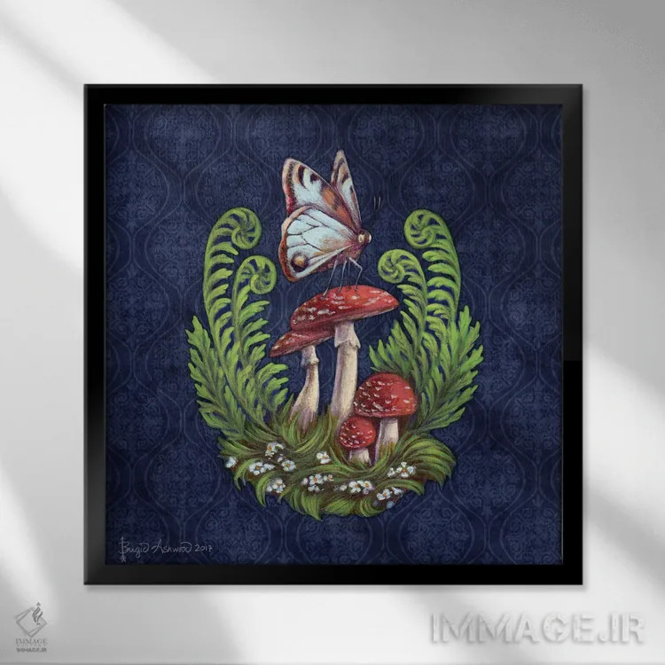 تابلو قارچهای شبانگاهی اثر بریگید اشوود - نمای قابدار مشکی