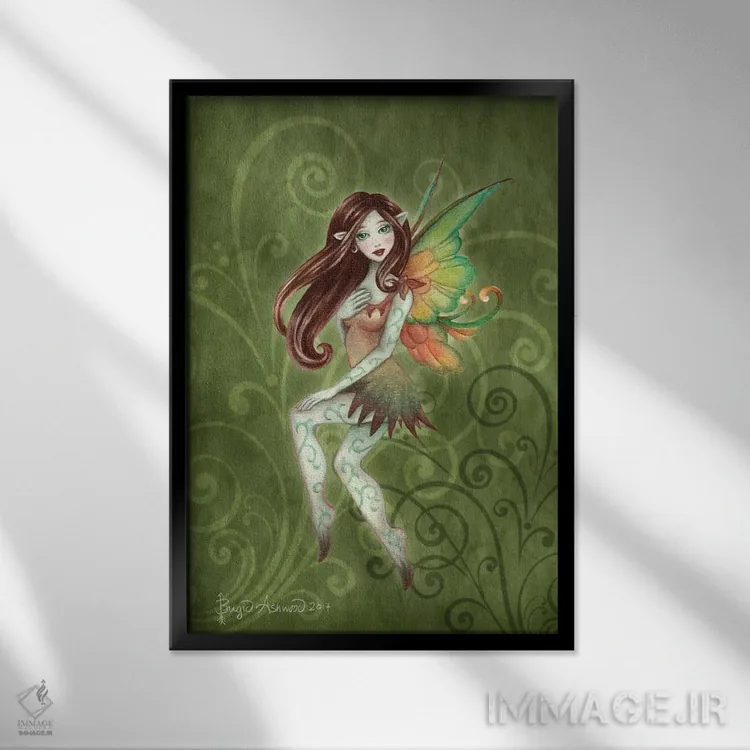 تابلو پری خاکی اثر بریگید اشوود - نمای قابدار مشکی