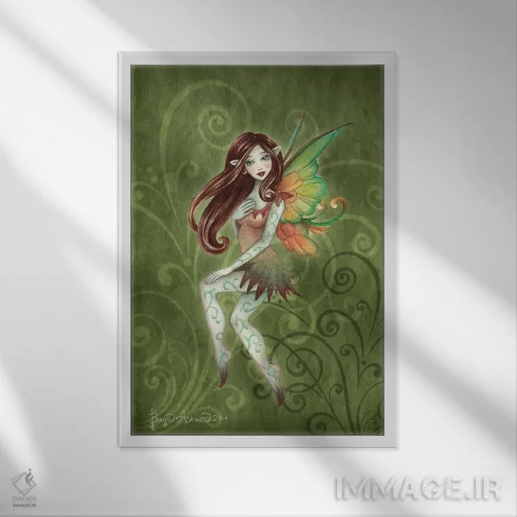 تابلو پری خاکی اثر بریگید اشوود - نمای قابدار سفید