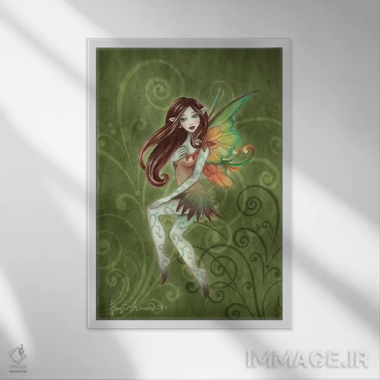 تابلو پری خاکی اثر بریگید اشوود - نمای قابدار سفید