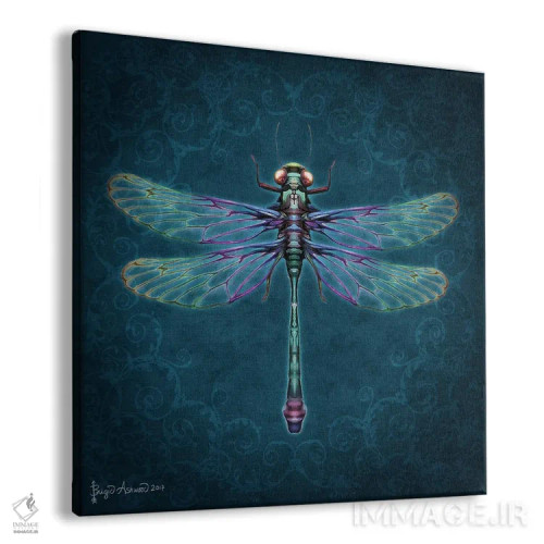 تابلو سنجاقک گلبوتهای (دمسک) اثر بریگید اشوود - نمای پرسپکتیو محصول