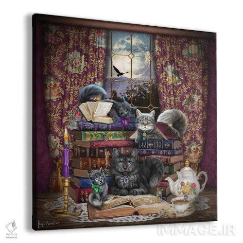 تابلو گربهها و کتابها در زمان قصه اثر بریگید اشوود - نمای پرسپکتیو محصول