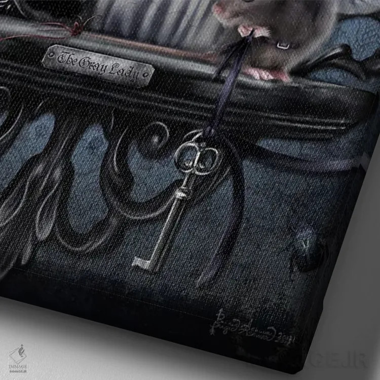 تابلو بانوی خاکستری اثر بریگید اشوود - نمای نزدیک بافت بوم