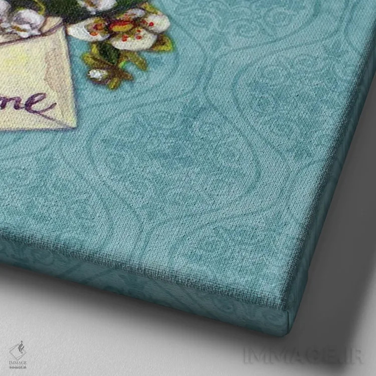 تابلو دستهگل عشق اثر بریگید اشوود - نمای نزدیک بافت بوم