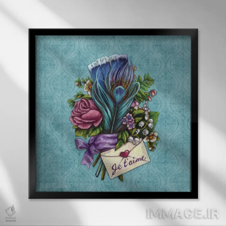 تابلو دستهگل عشق اثر بریگید اشوود - نمای قابدار مشکی