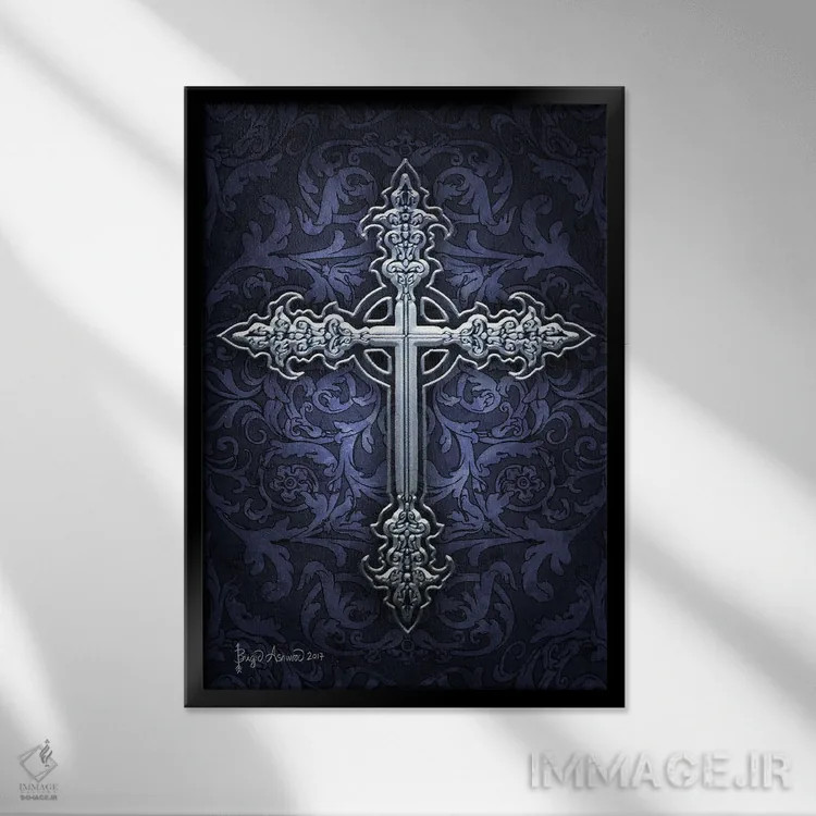 تابلو صلیب گوتیک اثر بریگید اشوود - نمای قابدار مشکی