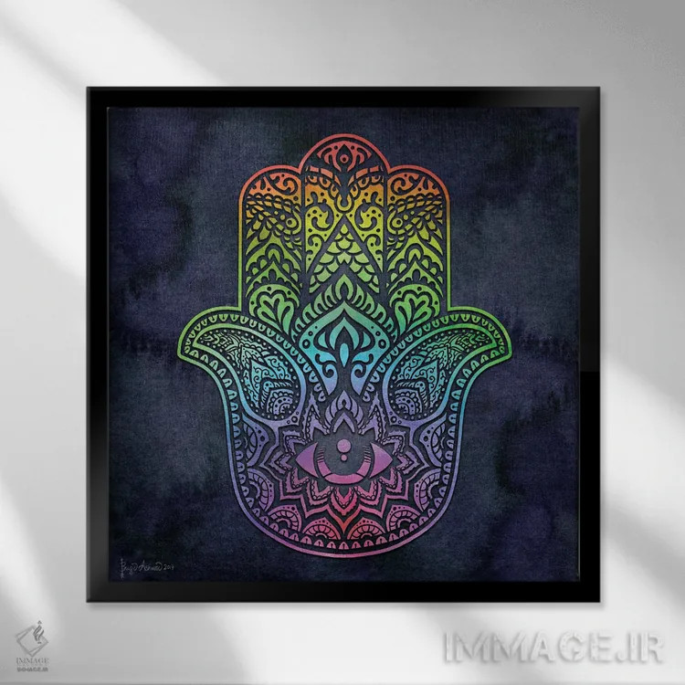 تابلو دست همسا (نماد محافظت) اثر بریگید اشوود - نمای قابدار مشکی