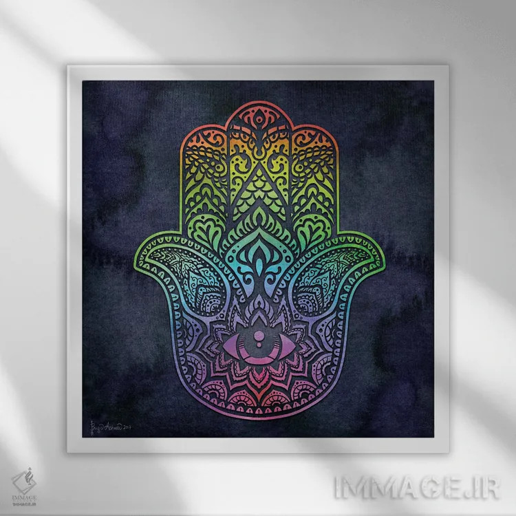 تابلو دست همسا (نماد محافظت) اثر بریگید اشوود - نمای قابدار سفید