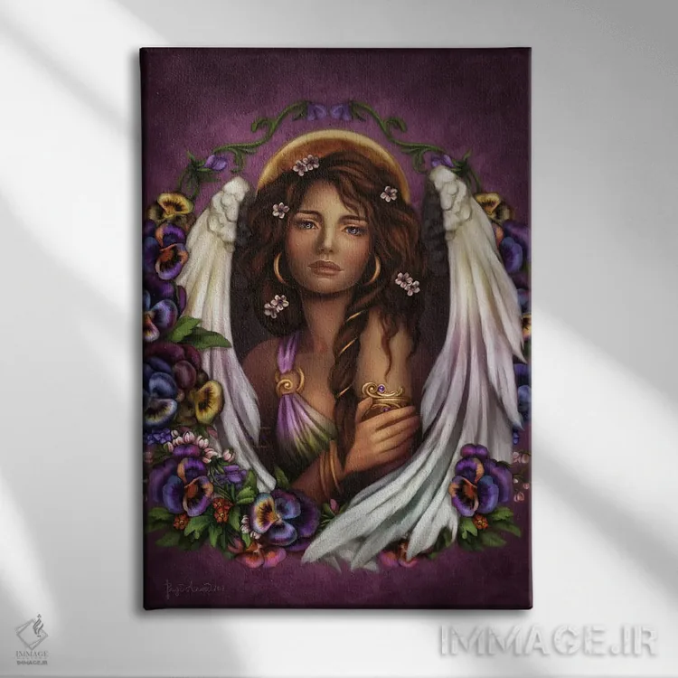 تابلو فرشته بنفشه اثر بریگید اشوود - نمای روبهرو روی دیوار