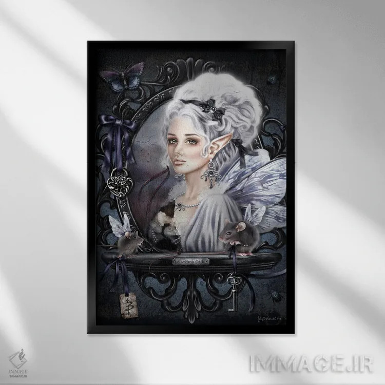 تابلو بانوی خاکستری اثر بریگید اشوود - نمای قابدار مشکی